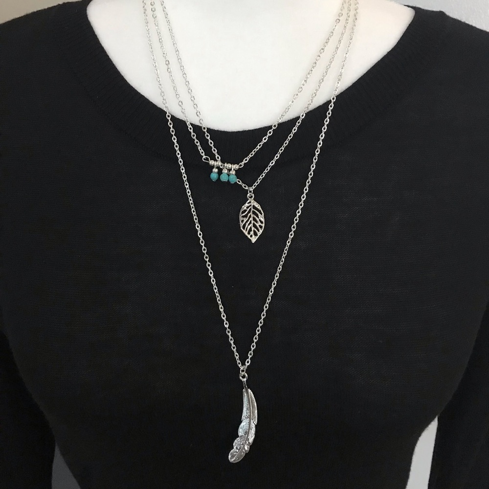 Silver Tripe Layered “Earth” Necklace